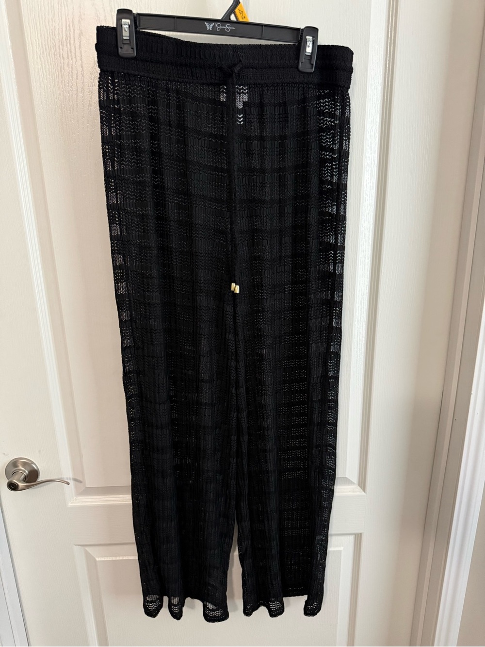 Jordan Taylor Black Crochet Wide-Leg Swim Coverup Pants